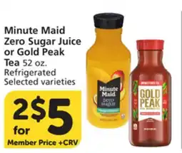 Albertsons Minute Maid Zero Sugar Juice or Gold Peak Tea offer