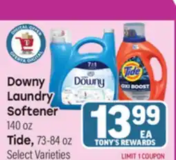 Tony’s Fresh Market Downy Laundry Softener or Tide offer