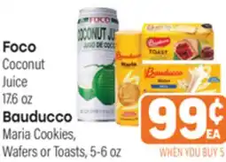 Tony’s Fresh Market Foco Coconut Juice, 17.6 oz Bauducco Maria Cookies, Wafers or Toasts, 5-6 oz offer