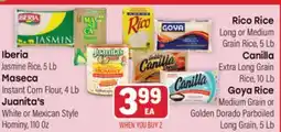 Tony’s Fresh Market Rico Rice, Maseca Instant Corn Flour, Juanita's White or Mexican Style Hominy offer