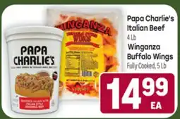 Tony’s Fresh Market Papa Charlie's Italian Beef 4 Lb, Winganza Buffalo Wings 5 Lb offer