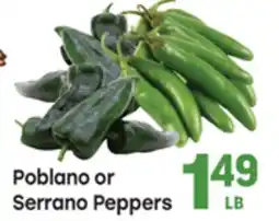 Tony’s Fresh Market Poblano or Serrano Peppers offer