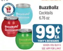 Tony’s Fresh Market BuzzBallz Cocktails offer