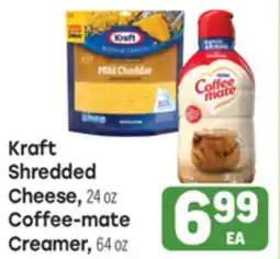 Tony’s Fresh Market Kraft Shredded Cheese, 24 oz Coffee-mate Creamer, 64 oz offer