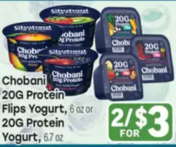 Tony’s Fresh Market Chobani 20G Protein Flips Yogurt, 6 oz or 20G Protein Yogurt, 6.7 oz offer