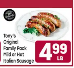 Tony’s Fresh Market Tony's Original Family Pack Mild or Hot Italian Sausage offer