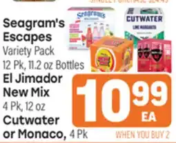 Tony’s Fresh Market Seagram's Escapes Variety Pack, El Jimador New Mix, Cutwater or Monaco offer