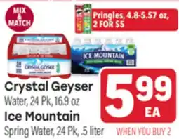 Tony’s Fresh Market Crystal Geyser Water or Ice Mountain Spring Water offer