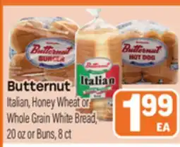 Tony’s Fresh Market Butternut Italian, Honey Wheat or Whole Grain White Bread, 20 oz or Buns, 8 ct offer
