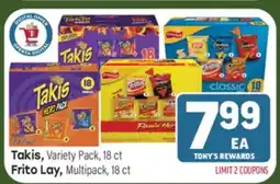 Tony’s Fresh Market Takis, Variety Pack, 18 ct Frito Lay, Multipack, 18 ct offer