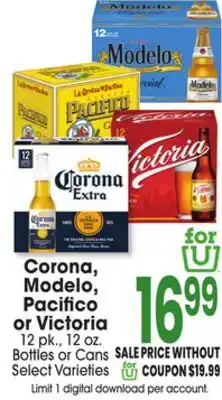 Jewel-Osco Corona, Modelo, Pacifico or Victoria offer