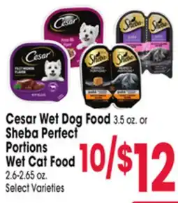 Jewel-Osco Cesar Wet Dog Food 3.5 oz. or Sheba Perfect Portions Wet Cat Food 2.6-2.65 oz offer
