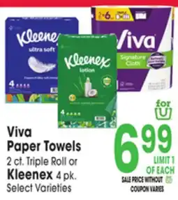 Jewel-Osco Viva Paper Towels 2 ct. Triple Roll or Kleenex 4 pk offer