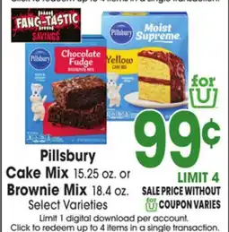 Jewel-Osco Pillsbury Cake Mix 15.25 oz. or Brownie Mix 18.4 oz offer