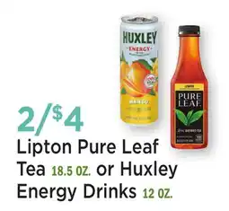 Heinen's Lipton Pure Leaf Tea or Huxley Energy Drinks offer