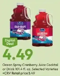 Stater Bros Ocean Spray Cranberry Juice Cocktail offer