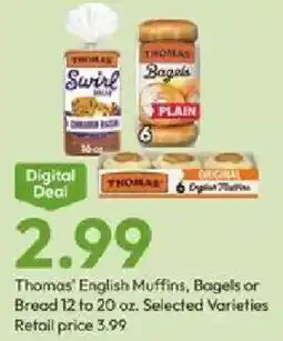 Stater Bros Thomas' English Muffins, Bagels or Bread offer