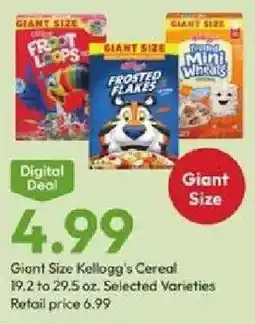 Stater Bros Giant Size Kellogg's Cereal offer