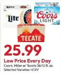 Stater Bros Coors, Miller or Tecate offer