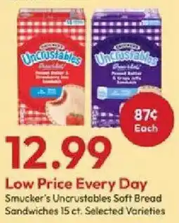 Stater Bros Smucker's Uncrustables Soft Bread Sandwiches offer