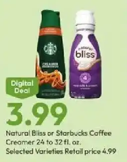 Stater Bros Natural Bliss or Starbucks Coffee Creamer offer