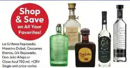 Stater Bros La Gritona Reposado, Maestre Dobel, Cazcanes Blanca, G4 Reposado, Don Julio Anejo or Clase Azul offer