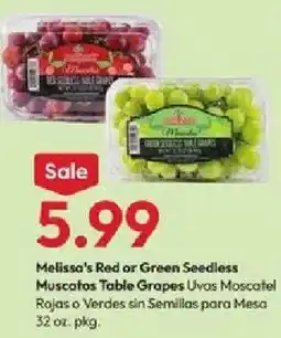 Stater Bros Melissa's Red or Green Seedless Muscatos Table Grapes offer