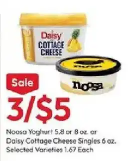 Stater Bros Noosa Yoghurt or Daisy Cottage Cheese Singles offer
