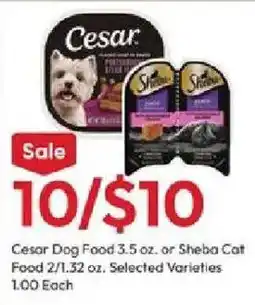 Stater Bros Cesar Dog Food or Sheba Cat Food offer
