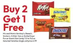 Stater Bros Hershey's, Reese's, Snickers, KitKat, Twix or Butterfinger Fun or Snack Size Candy offer