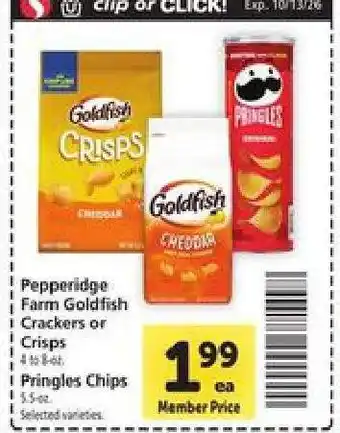 Pepperidge Farm Goldfish Crackers or Crisps / Pringles Chips