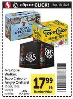 Safeway Firestone Walker, Topo Chico or Angry Orchard offer