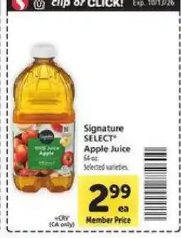 Safeway Signature Select Apple Juice offer