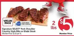 Safeway Signature SELECT Pork Shoulder Country Style Ribs or Blade Steak offer