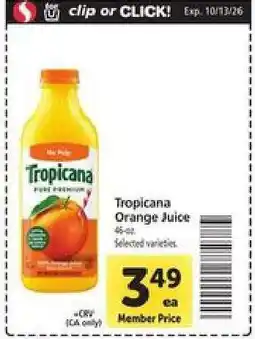Safeway Tropicana Orange Juice offer