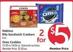 Safeway Nabisco Ritz Sandwich Crackers & Oreo Cookies offer