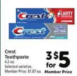 Safeway Crest Toothpaste offer