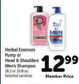 Safeway Herbal Essences Pump or Head & Shoulders Men's Shampoo offer
