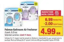 Safeway Febreze Bathroom Air Freshener offer