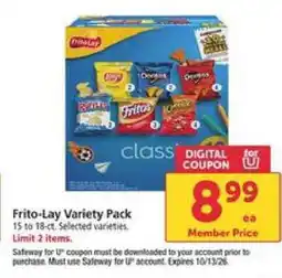 Safeway Frito Lay Variety Pack offer