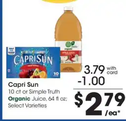 Kroger Capri Sun or Simple Truth Organic Juice offer