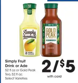 Kroger Simply Fruit Drink or Ade offer