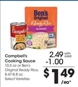 Kroger Campbell’s Cooking Sauce or Ben’s Original Ready Rice offer