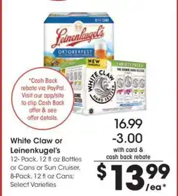 Kroger White Claw or Leinenkugel’s offer
