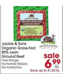 Giant Eagle Jackie & Sons Organic Grass-Fed 85% Lean Ground Beef offer