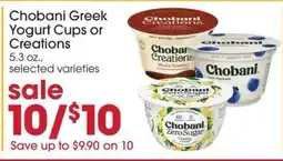Giant Eagle Chobani Greek Yogurt Cups or Creations offer