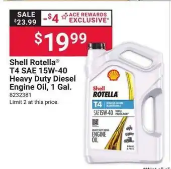 Shell Rotella T4 SAE 15W-40 Heavy Duty Diesel Engine Oil, 1 Gal