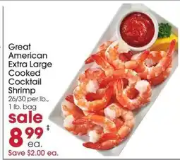 Giant Eagle Great American Extra Large Cooked Cocktail Shrimp offer