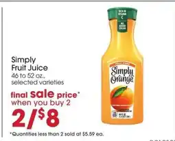 Giant Eagle Simply Fruit Juice offer