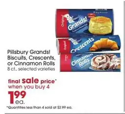 Giant Eagle Pillsbury Grands Biscuits, Crescents or Cinnamon Rolls offer